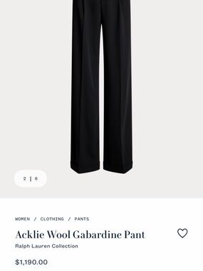 Ralph Lauren Black Wool Gabardine Pant
